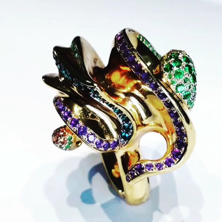 finejewelry ring gold gemstone genesis nature freeform colorful luxury oneofakind atelier love my craft art instajewelry instagood video  sculpture