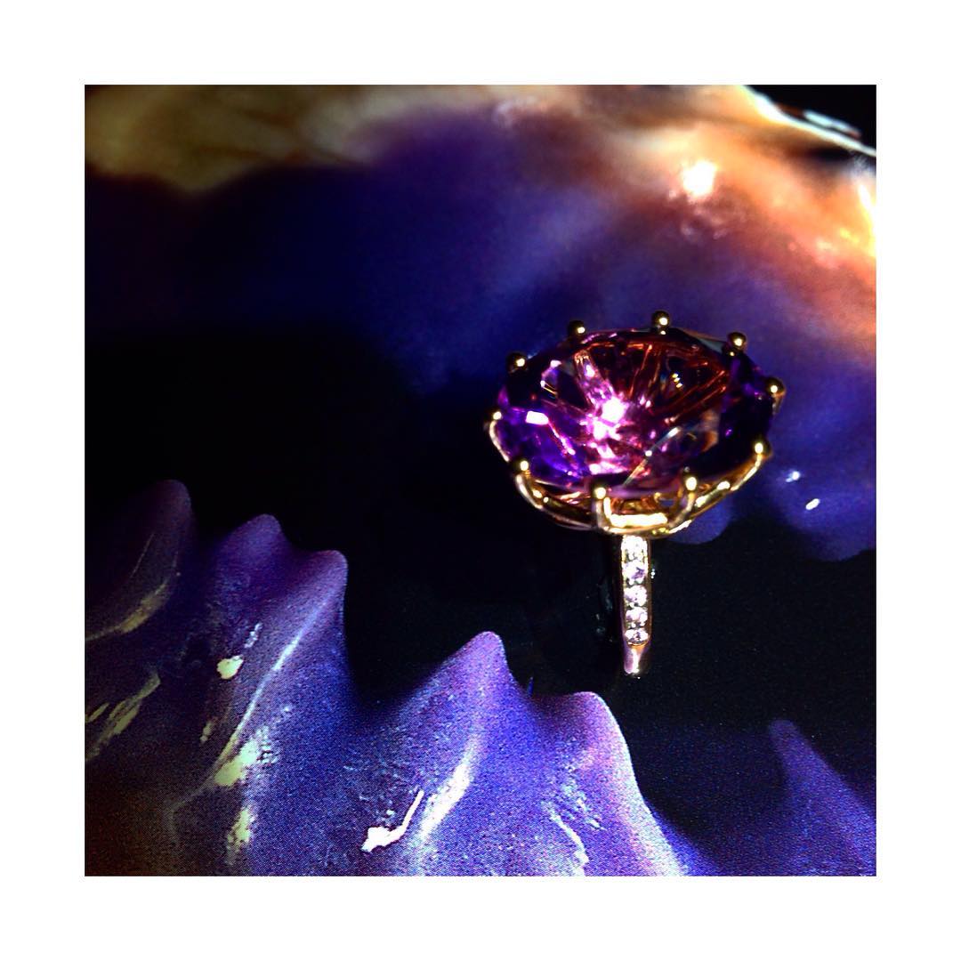finejewelry ring gold amethyst diamond bliss magic light shell sun sea  colorful genesis instajewelry instagood haveaniceday