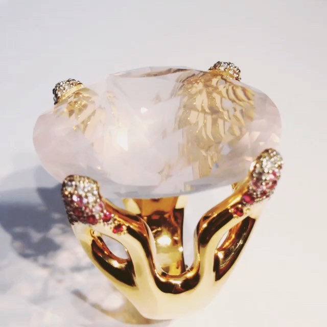 finejewelry ring gold gemstone diamond rosequartz powder nude elegant oneofakind atelier handmade elegant everyday instagood instajewelry haveaniceday