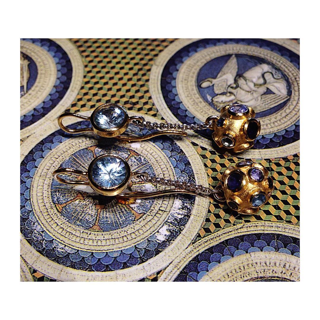 finejewelry earrings gold whitegold gemstone diamond havingaball ball handmade oneofakind atelier lovely blue variations instafashion instadaily haveaniceday