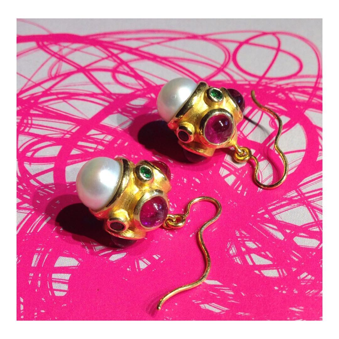 finejewelry earrings gold gemstone pearl bright colorful  capsule instagood haveaniceday