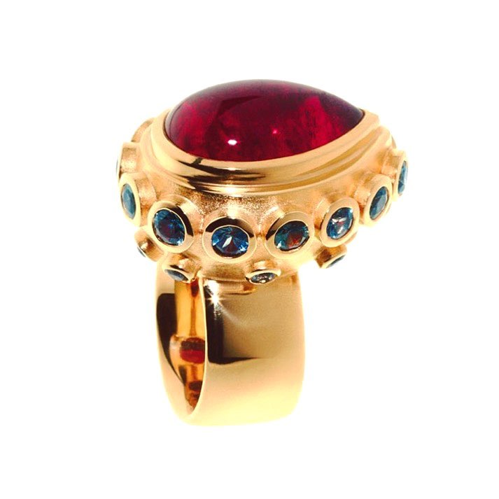 finejewelry ring gold  gemstone pinktourmaline diamond julesverne bubbles drop colorful cheer julesverne oneofakind atelier munich germany susabeckfinejewellery instajewelry instagood haveaniceday