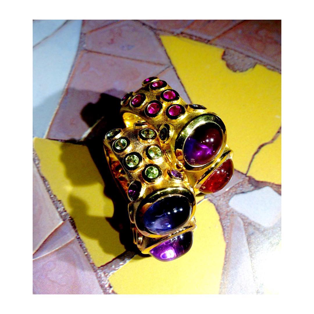 finejewelry rings gold gemstone cabochon octopus colorful bubbles double fresh atelier munich oneofakind instagood instajewelry haveaniceday