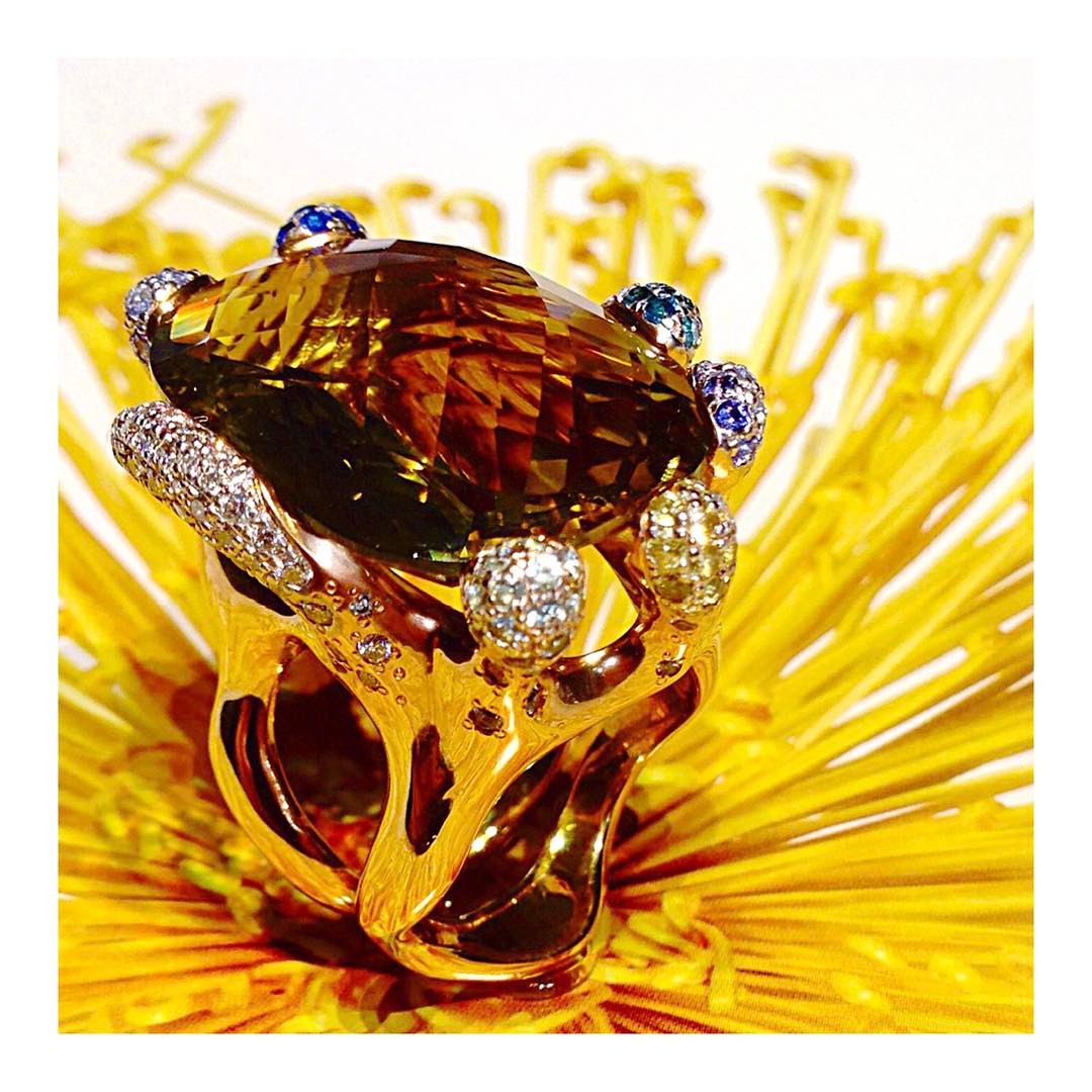 finejewelry ring gold diamonds colorful flowers ray nature garden powerful growth oneofakind craftmanship atelier munich instajewelry jewelrydesigner instagood haveaniceday