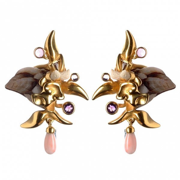 finejewelry earring gold gemstone coral persebes shell midsummernightsdream shakespeare faun eating flowers atelier munich oneofakind handcrafted instajewelry instagood haveaniceday