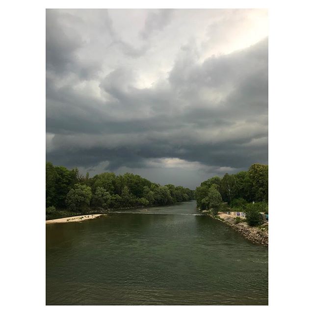 before the rain and during my run yesterday evening great athmosphere inspiration of course i got wet but singing in the rain helps keeping good mood isar munich healthy lifestyle instagood haveaniceday