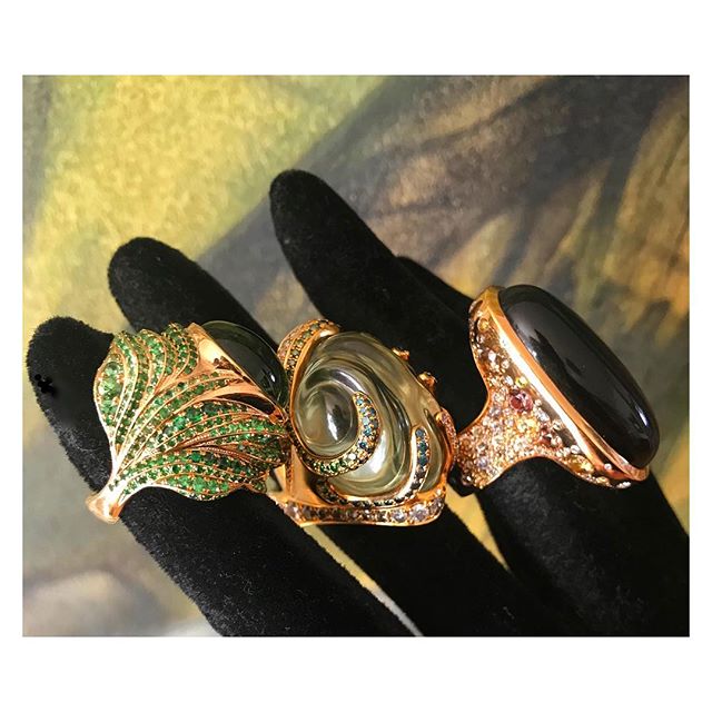 finejewellery ring gold rosegold gems diamond green champagne salon color atelier munich workshop handmade oneofakind jewelry instagood haveaniceday