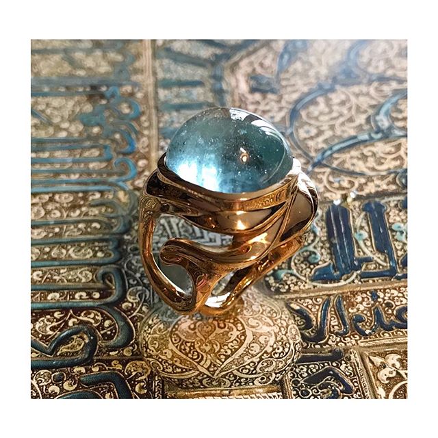 finejewelry ring gold aquamarine blue ocean sea sky sculpture wearableart organic form atelier handmade oneofakind instajewelry instagood haveaniceday