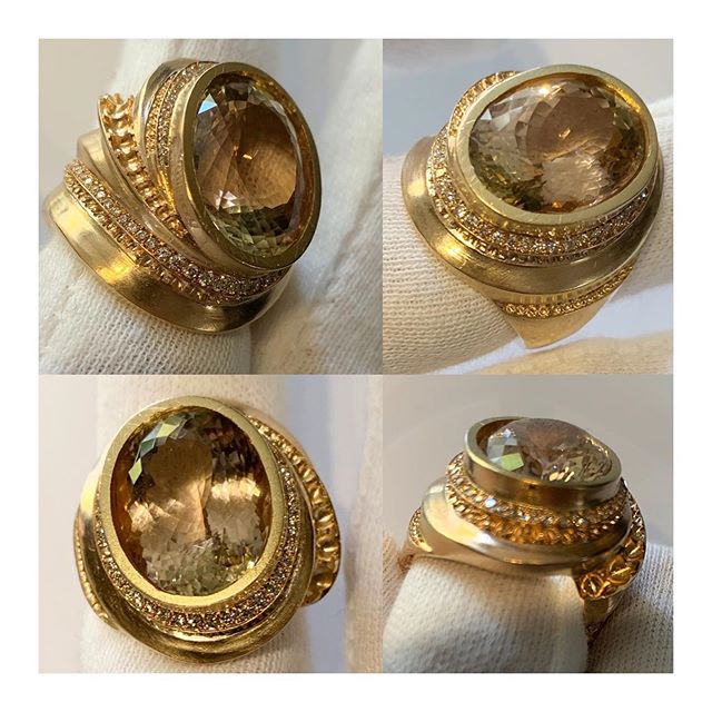 workinprogress ring rosegold stonesetting gemstone multicolor pale pink yellow tourmaline light brown diamonds new dynamic modern form plissee stairs bauhaus finejewelry oneofakind instajewelry instagood haveaniceday