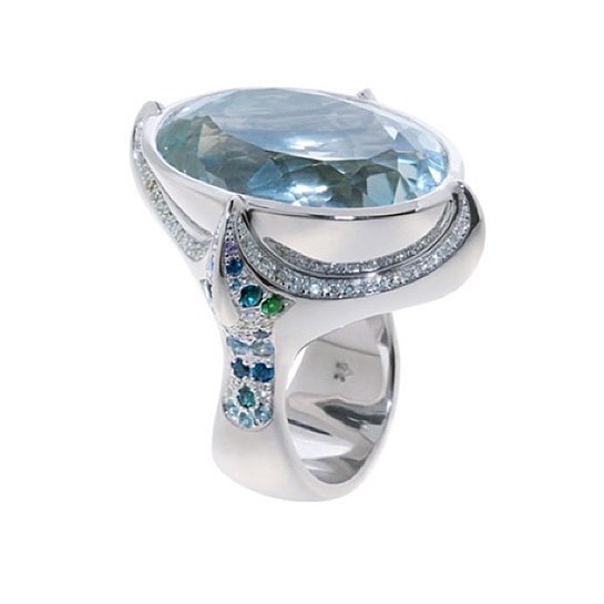 finejewellery ring whitegold rhodium aquamarine saphire tourmaline diamonds galadriel chalice oneofakind instajewelry instagood haveaniceday